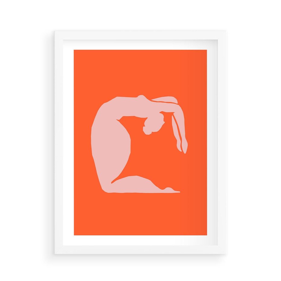 Plakat w ramie 50x70 - Antyczna Godzina - abstrakcja, kobieca sylwetka - rama biała