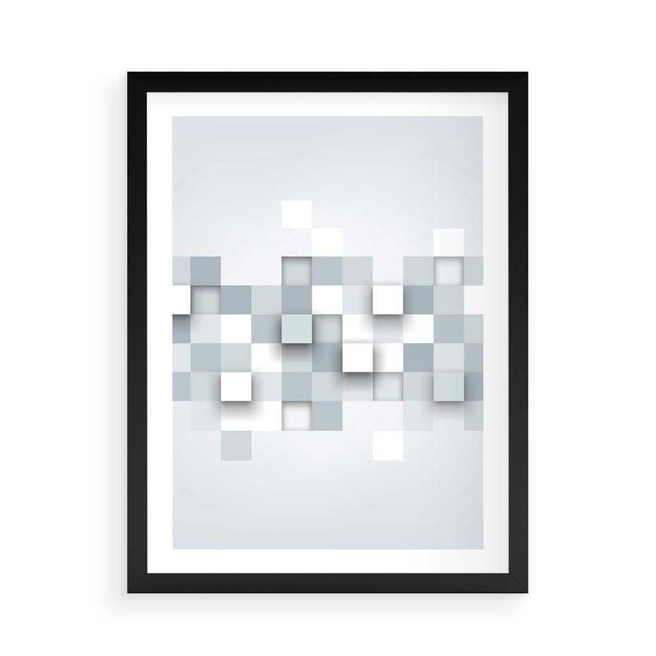 Plakat w ramie 50x70 - Trójwymiarowe formy geometryczne - geometria, 3D - rama czarna