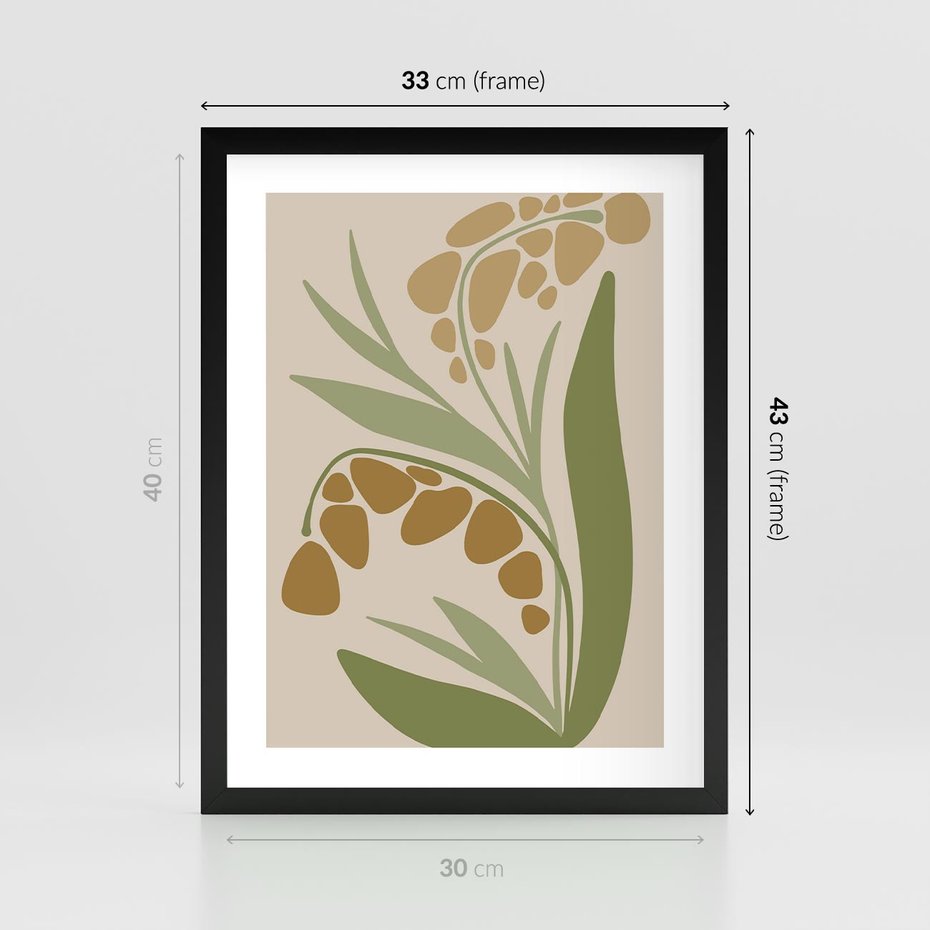 Plakat w ramie 30x40 - Minimalizm z Roślinami - nowoczesny plakat, roślinność - rama czarna