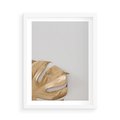 Plakat w ramie 50x70 - Natury Szlachetność - złote, liście - rama biała
