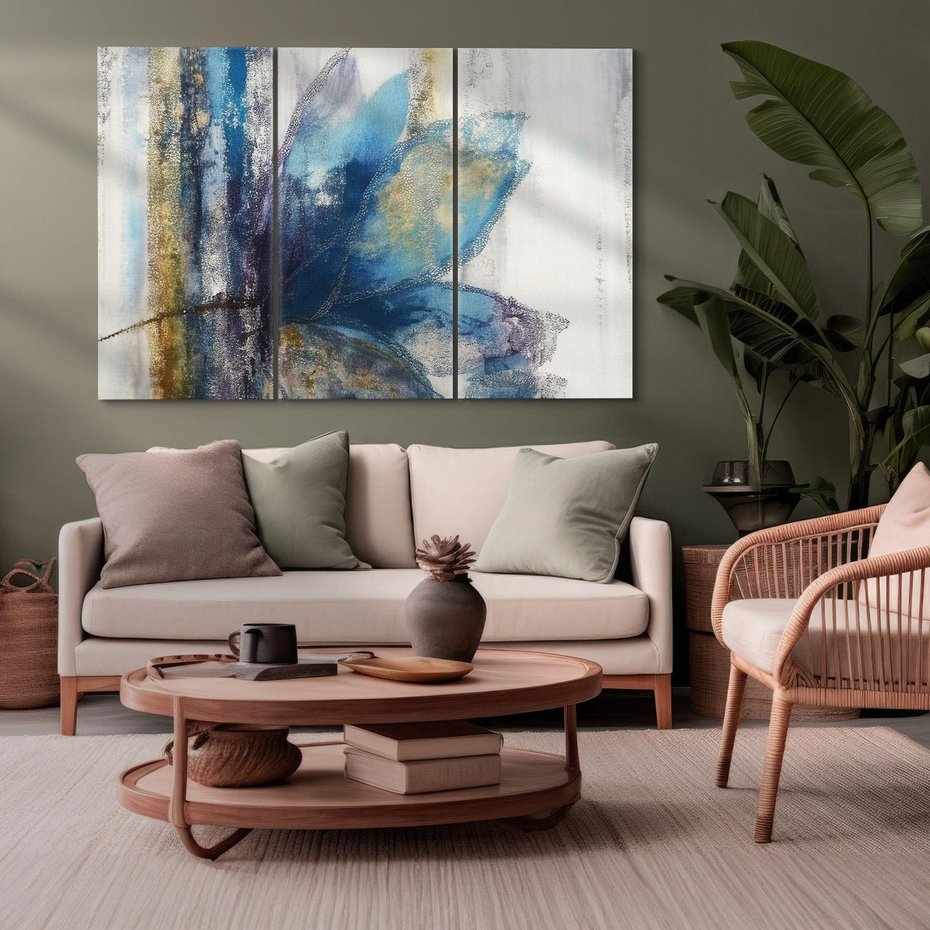 Obraz na płótnie 120x80 - Tekstura Kwiatu - olejny obraz, niebieski kwiat