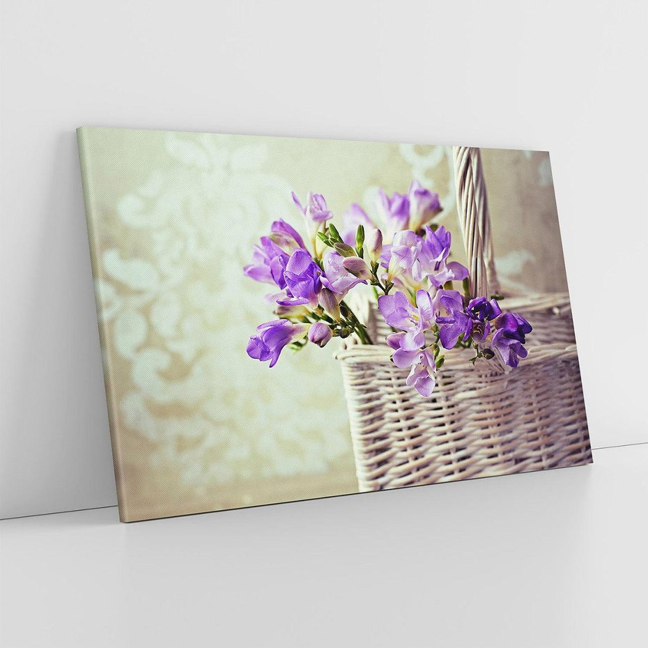 Obraz na płótnie 70x50 - Kwiatowy koszyk - kwiaty, koszyk
