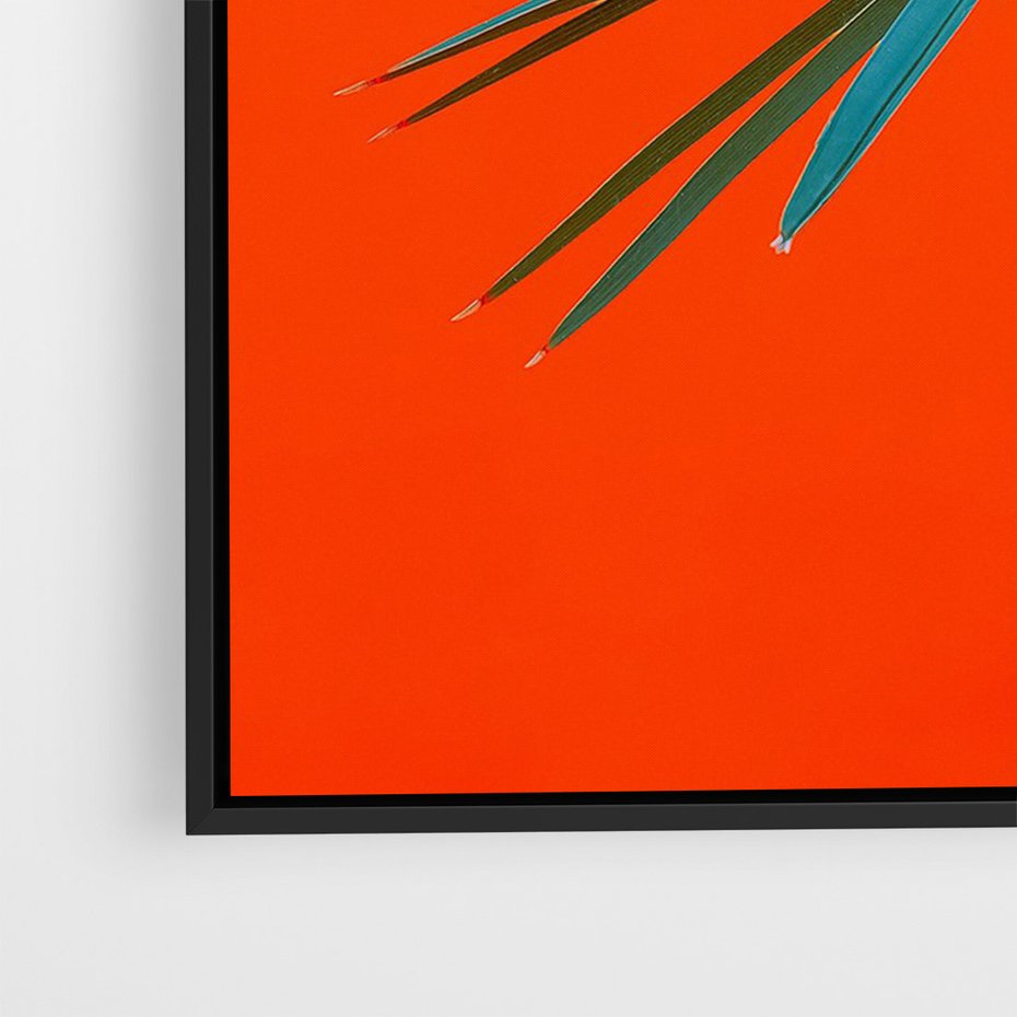 Obraz w ramie 50x70 - Egzotyczny Urok - liście, palma - rama czarna