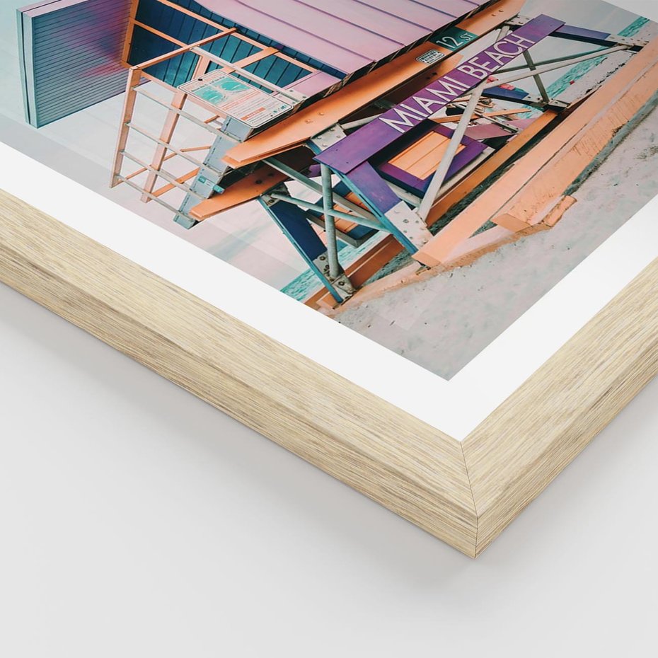 Plakat w ramie 40x50 - Miami Beach - plaża miami, domek ratownika - rama drewno