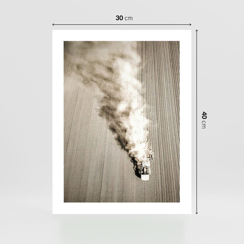 Plakat bez ramy 30x40 - Żniwa na Wsi - pole, traktor na polu