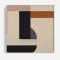 Obraz w ramie 80x80 - Nowoczesne Brązy - geometryszne pasy, nowoczesny styl - rama biała