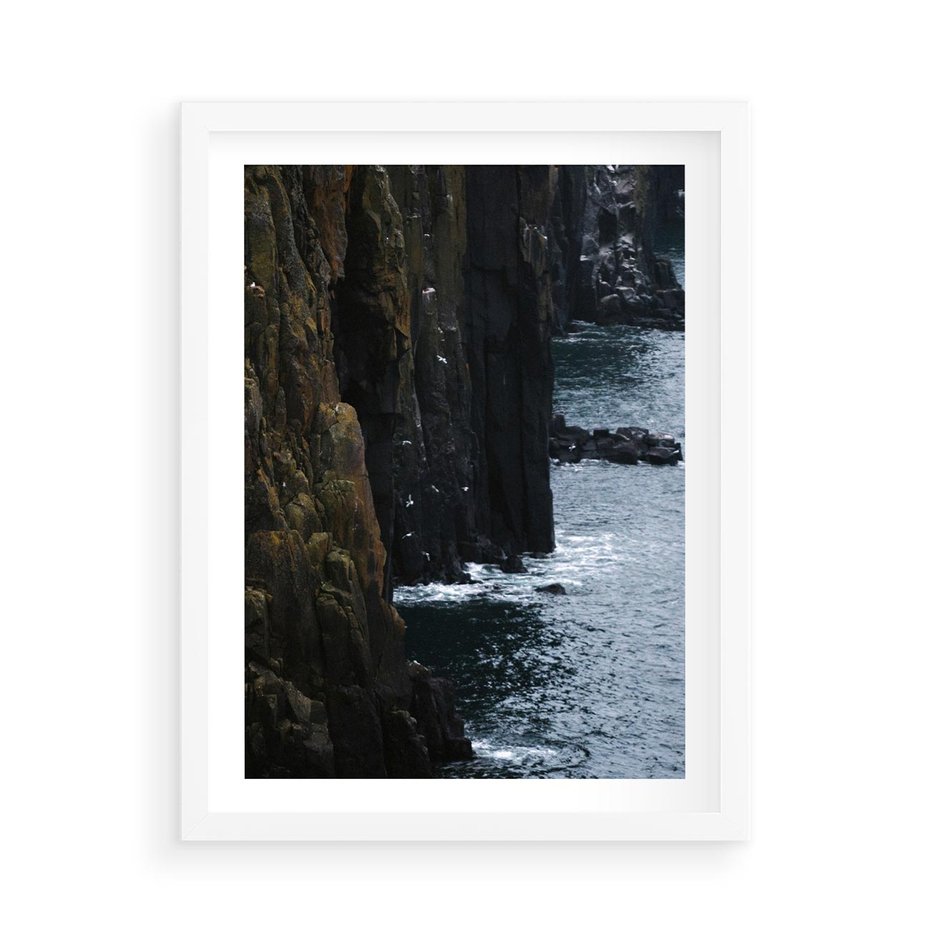 Plakat w ramie 50x70 - Piękno norweskich krajobrazów - fiordy, morze - rama biała