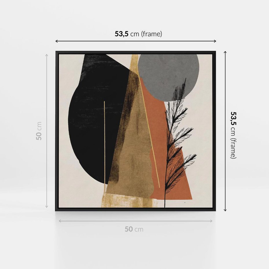 Obraz w ramie 50x50 - Wibracje Barw Ziemi - abstrakcyjny obraz, dziwne formy - rama czarna