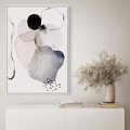 Obraz w ramie 70x100 - Migocące Barwy - abstrakcyjne plamy akwarelowe, czarny szkic - rama biała