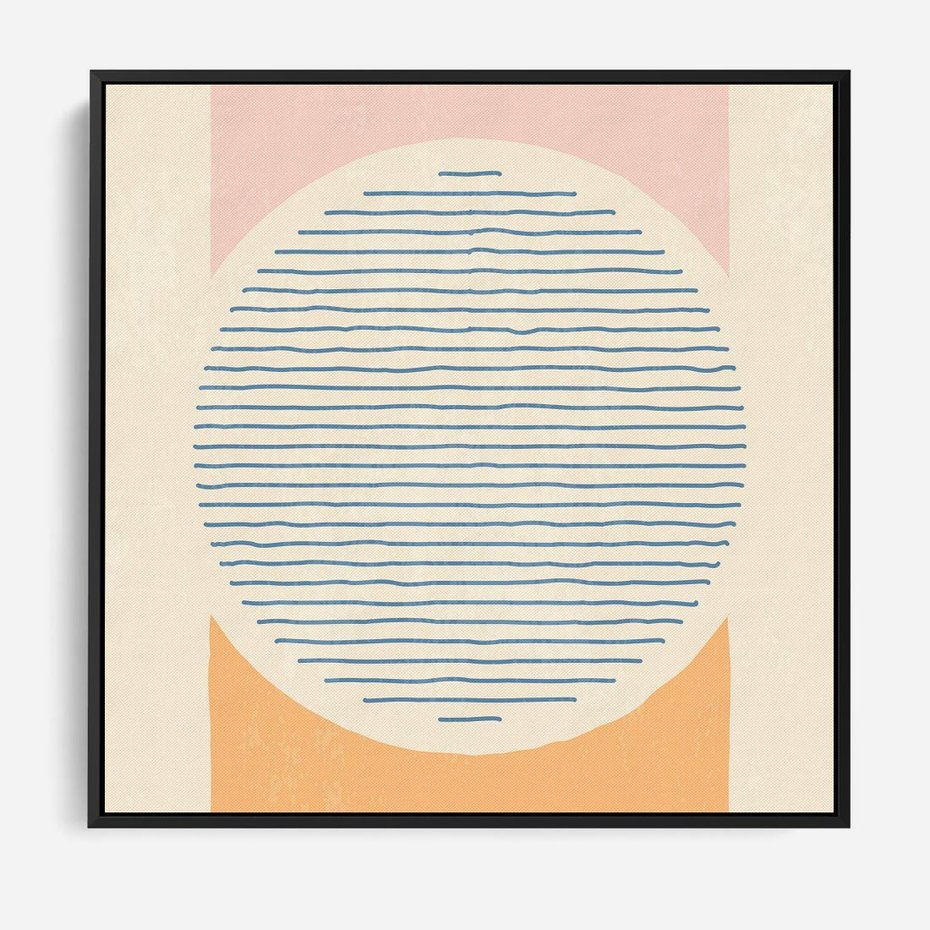 Obraz w ramie 50x50 - Rozbijająca Opowieść - geometryczne kształty, koła - rama czarna