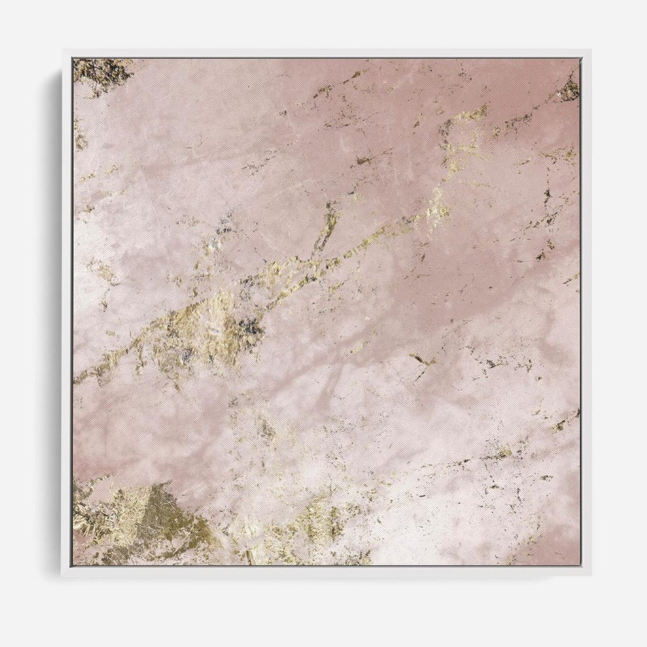 Obraz w ramie 50x50 - Piękno w Szczegółach - marmur, złoto - rama biała