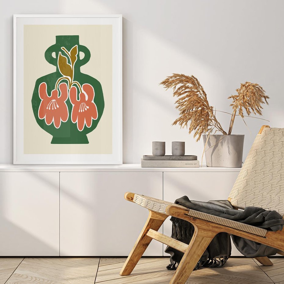 Plakat bez ramy 40x50 - Kreatywne Impulsy - boho styl, wazon