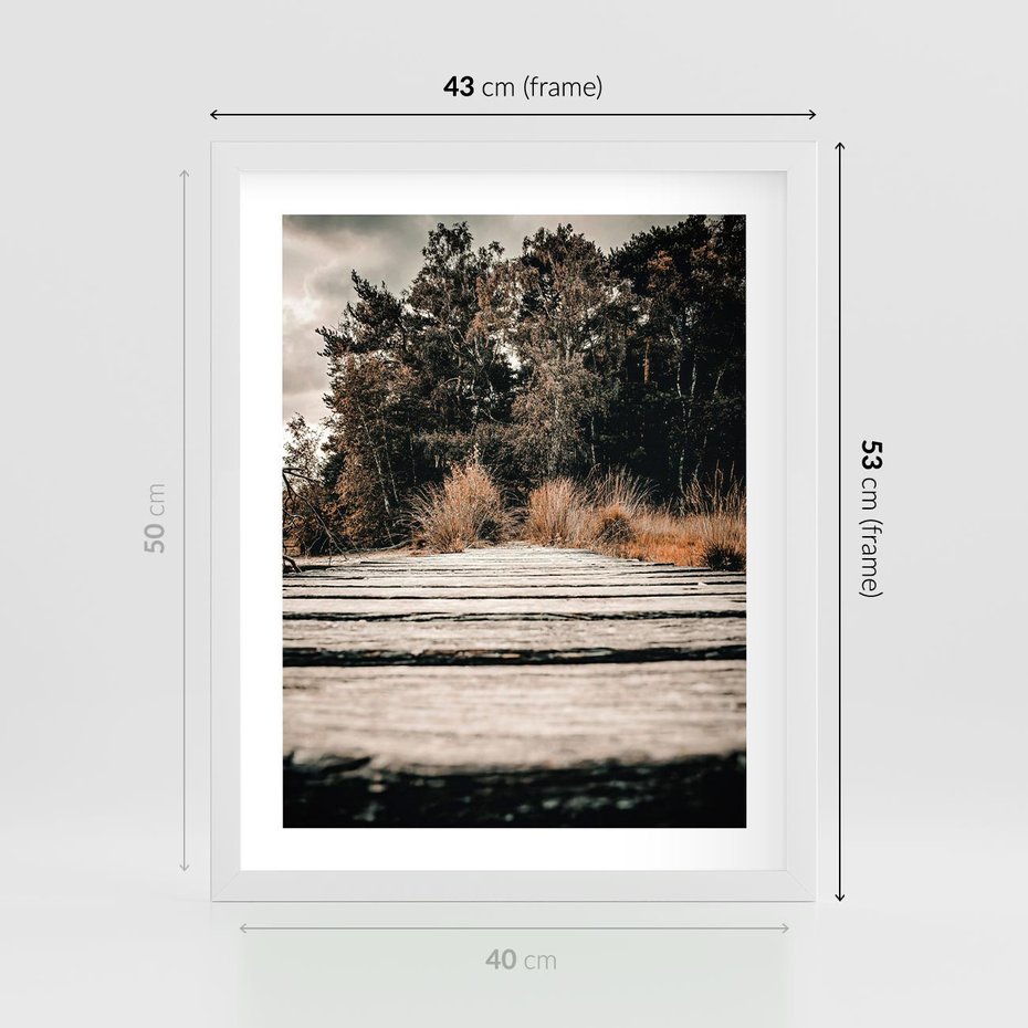 Plakat w ramie 40x50 - Fotografia w Ciepłych Barwach - odcienie brązu, fotografia - rama biała