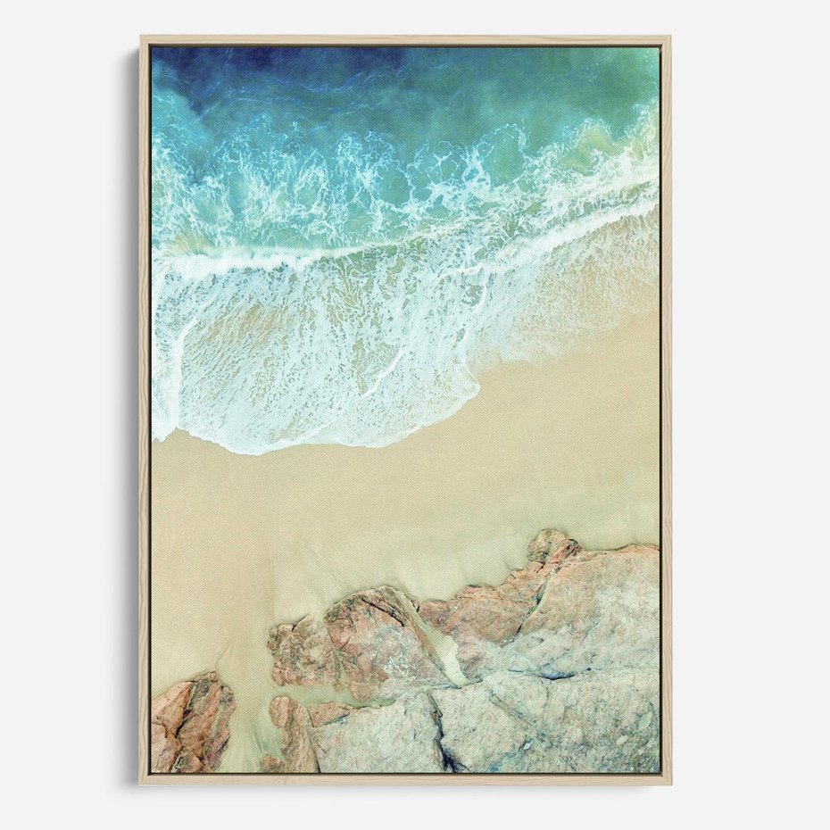 Obraz w ramie 80x120 - Turkusowe Skrzydła - morze, plaża - rama drewno