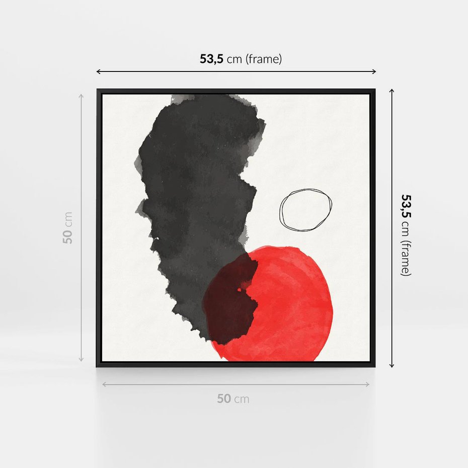 Obraz w ramie 50x50 - Wibracje Linii - abstrakcyjne nieregularne plamy, czarny - rama czarna