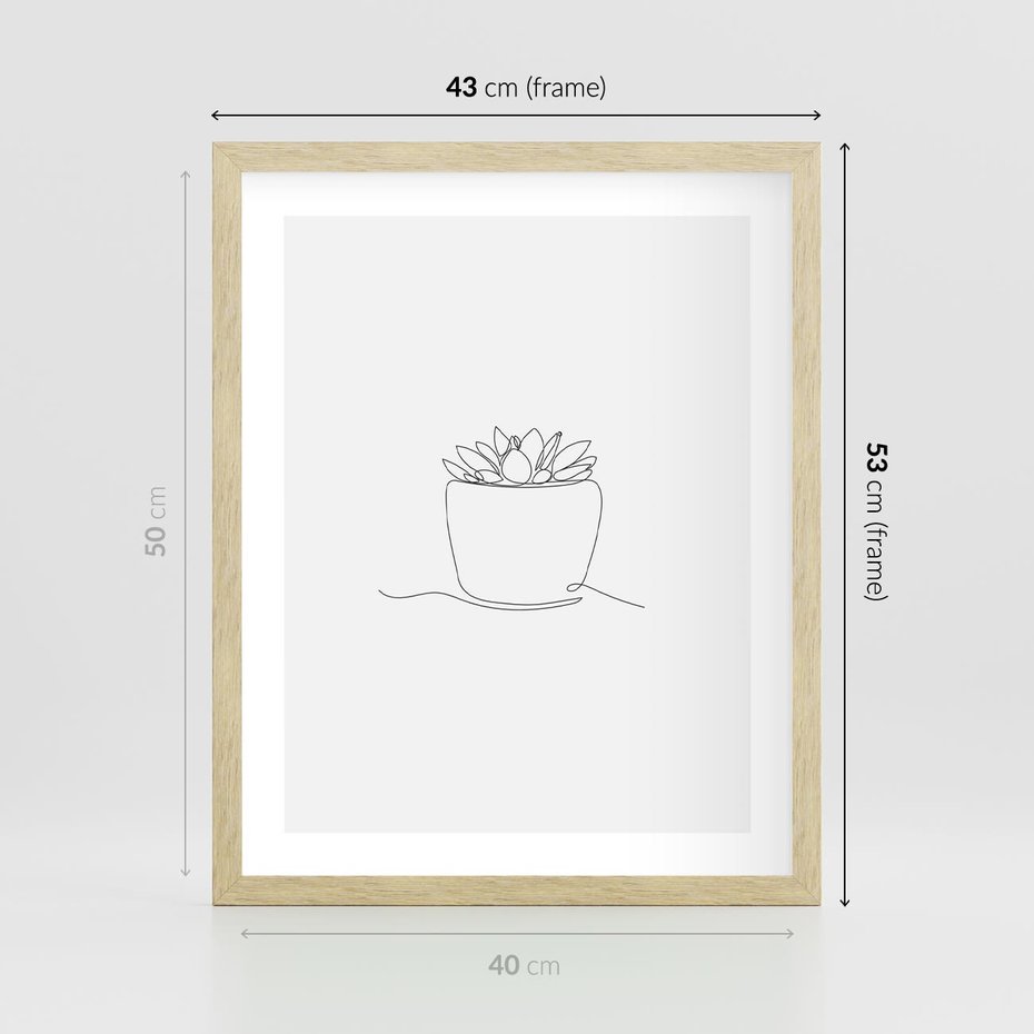 Plakat w ramie 40x50 - Rozkwitające Echa - szkic, minimalizm - rama drewno