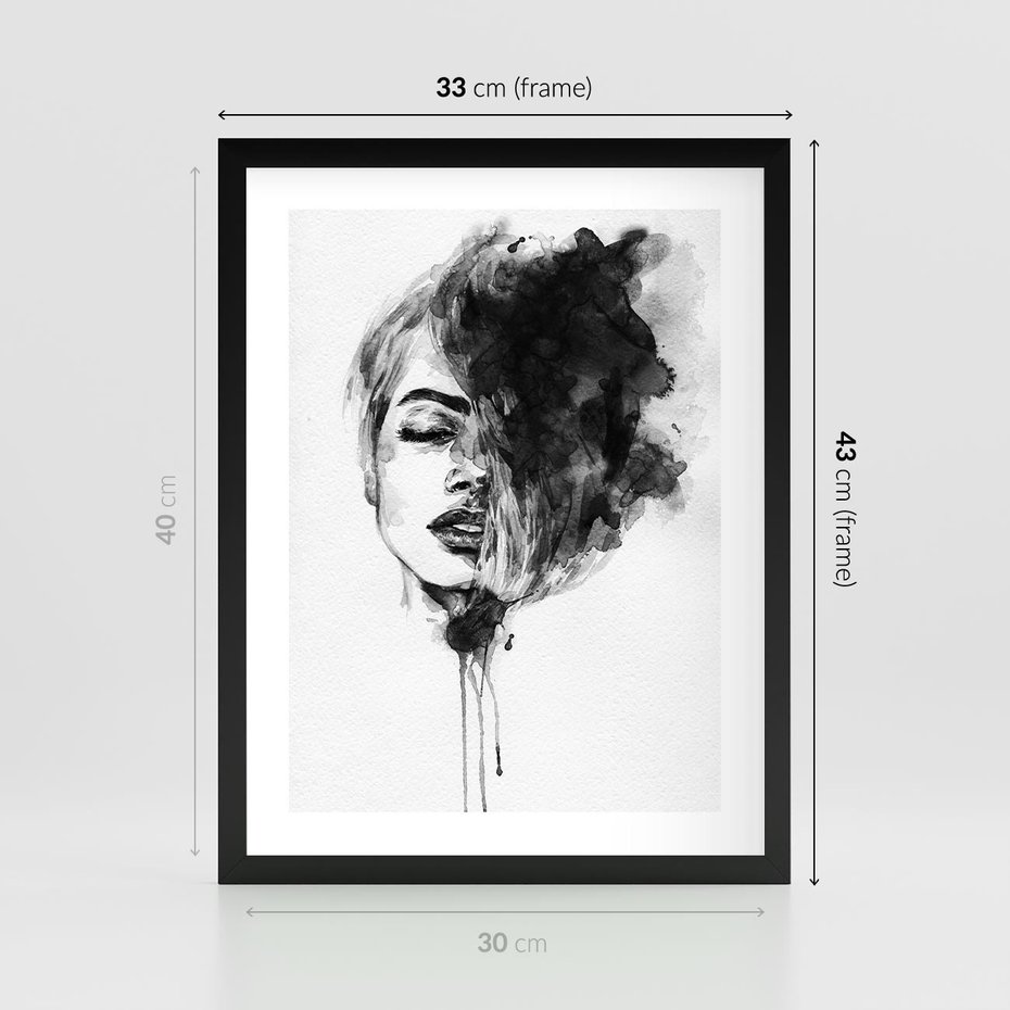 Plakat w ramie 30x40 - Kobieta w akwareli - kobieta, akwarela - rama czarna