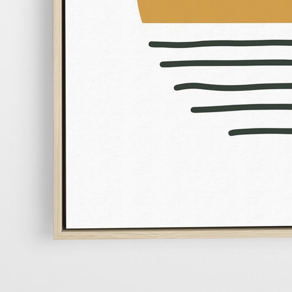 Obraz w ramie 70x100 - Kolory Przyszłości - kompozycja kół i kresek, ciepłe kolory - rama drewno