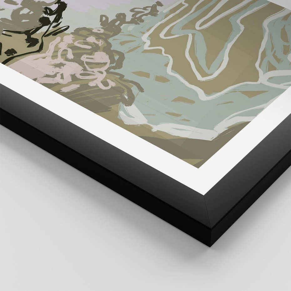 Plakat w ramie 50x70 - Wizja Przestrzeni - pastelowy krajobraz, nowoczesny plakat - rama czarna