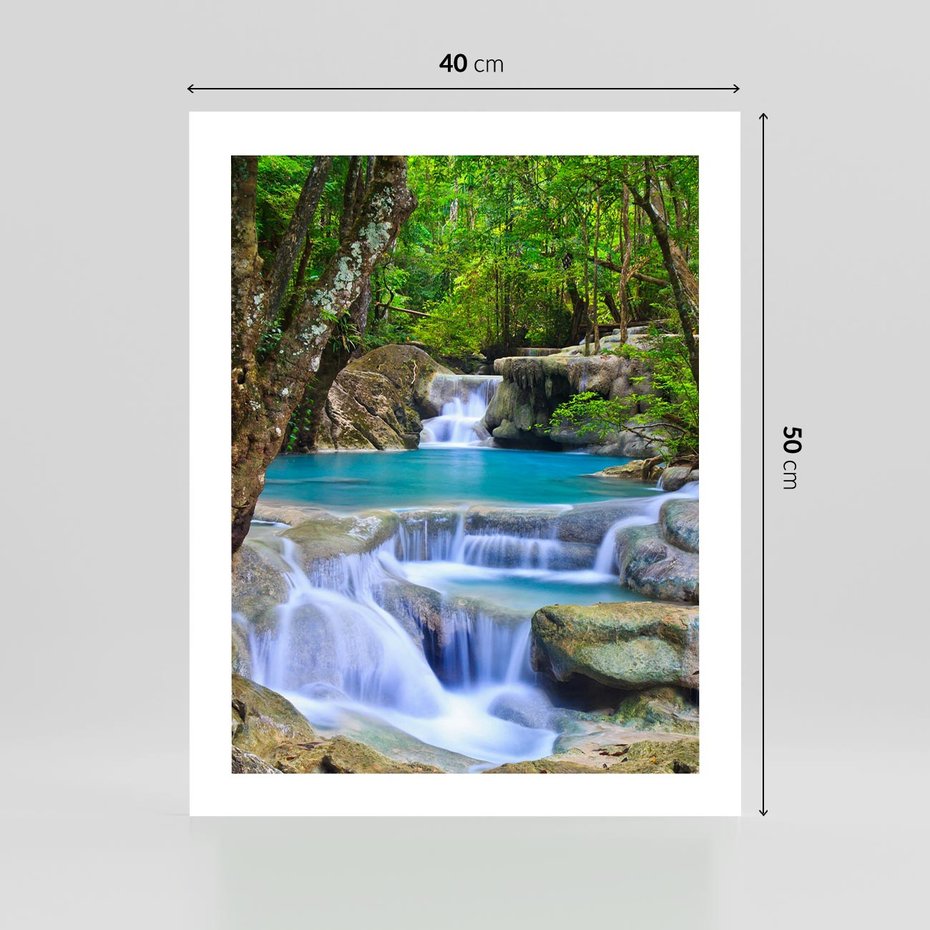 Plakat bez ramy 40x50 - Siła Rzeki i Urok Wodospadu - rzeka, wodospad