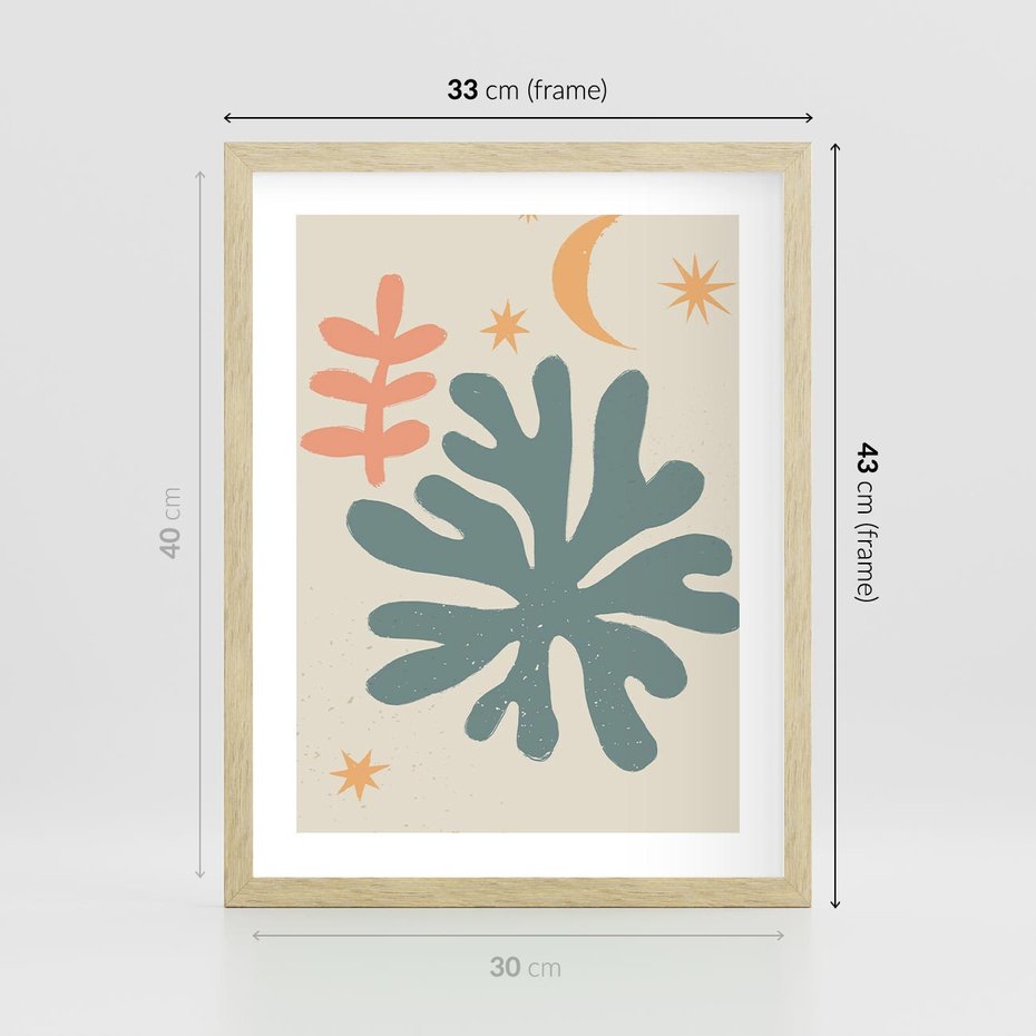 Plakat w ramie 30x40 - Rozbłysk Emanacji - boho formy, kształty - rama drewno