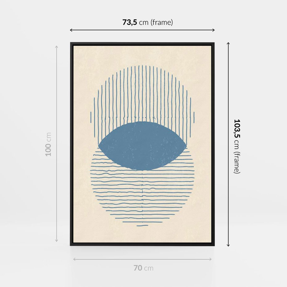 Obraz w ramie 70x100 - Wnętrza Refleksji - geometryczne kształty, koła - rama czarna