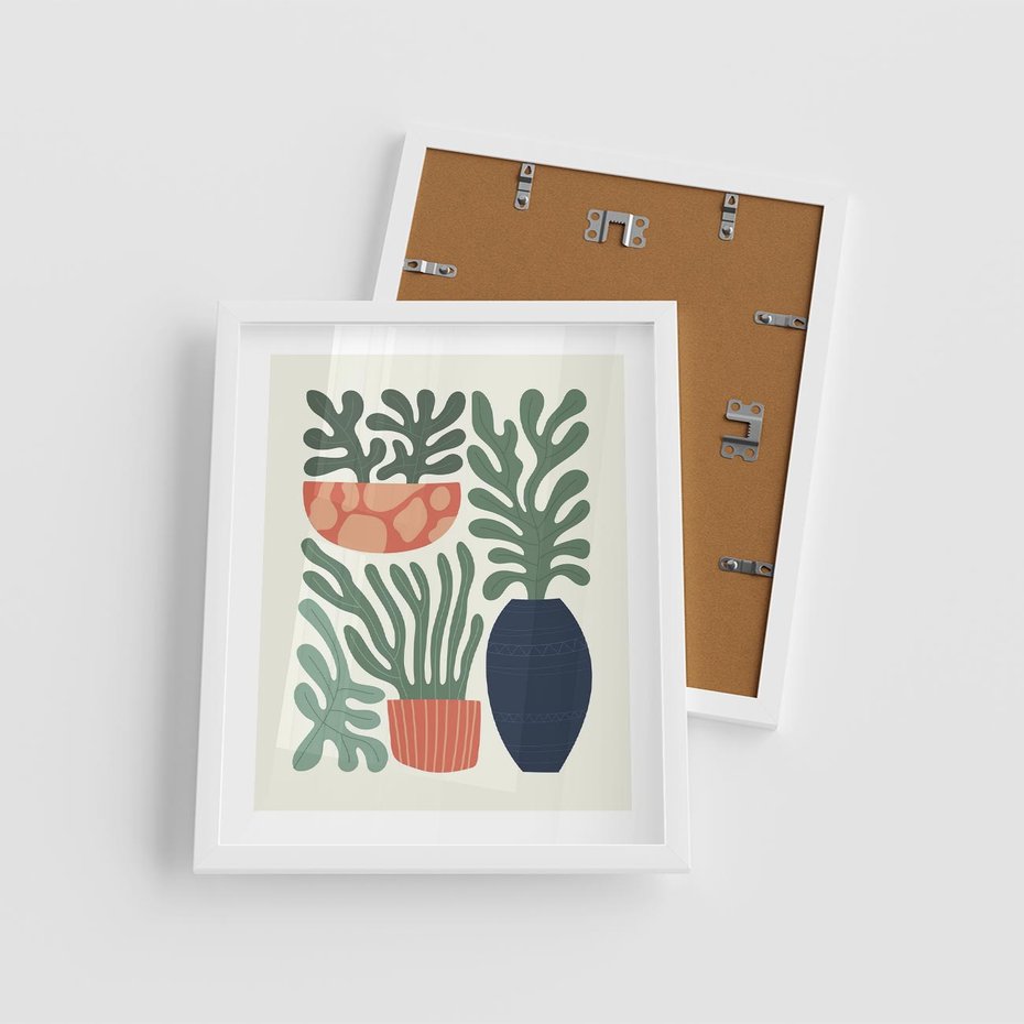 Plakat w ramie 40x50 - Abstrakcyjne Roślinne Formy - nowoczesna grafika, rośliny - rama biała