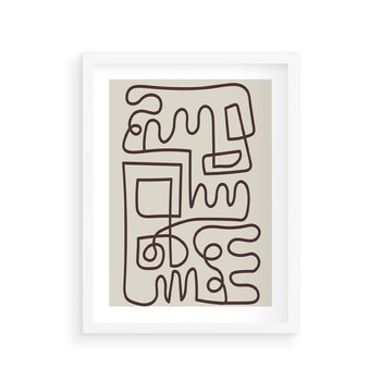 Plakat w ramie 30x40 - Etniczna Abstrakcja - nowoczesna boho grafika, abstrakcja - rama biała