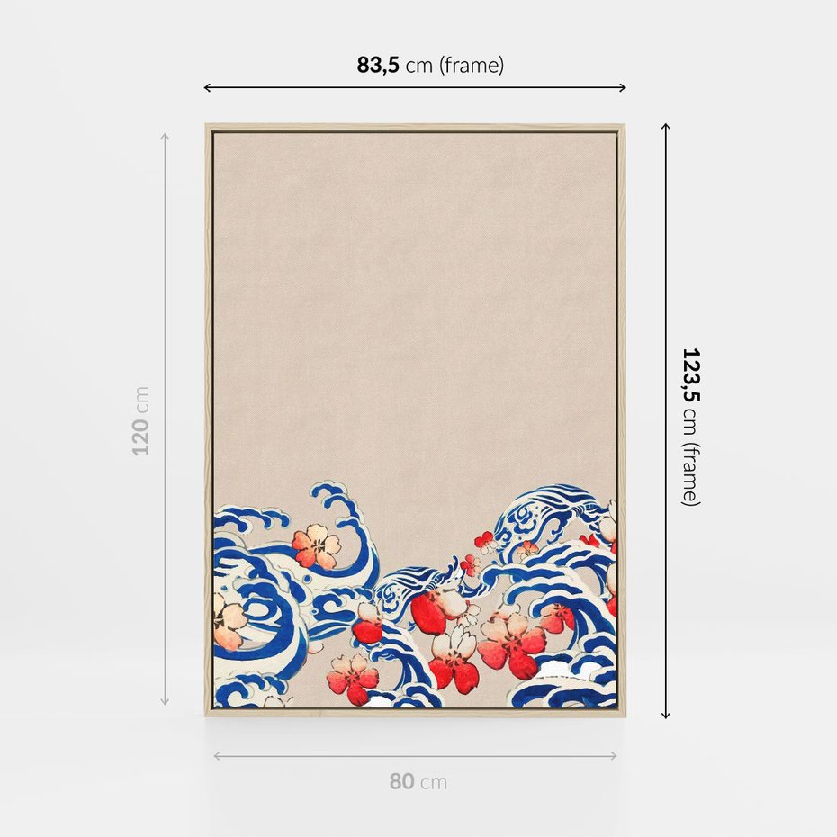 Obraz w ramie 80x120 - Japońska Harmonia: Falujące Kwiaty - japonia, orientalne kwiaty wiśni - rama drewno