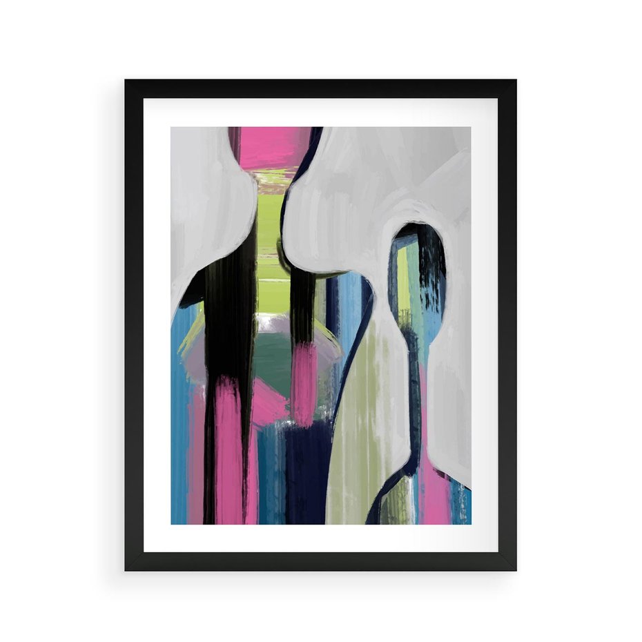 Plakat w ramie 40x50 - Wnętrza Kształtów - abstrakcyjna sztuka, nowoczesny obraz - rama czarna