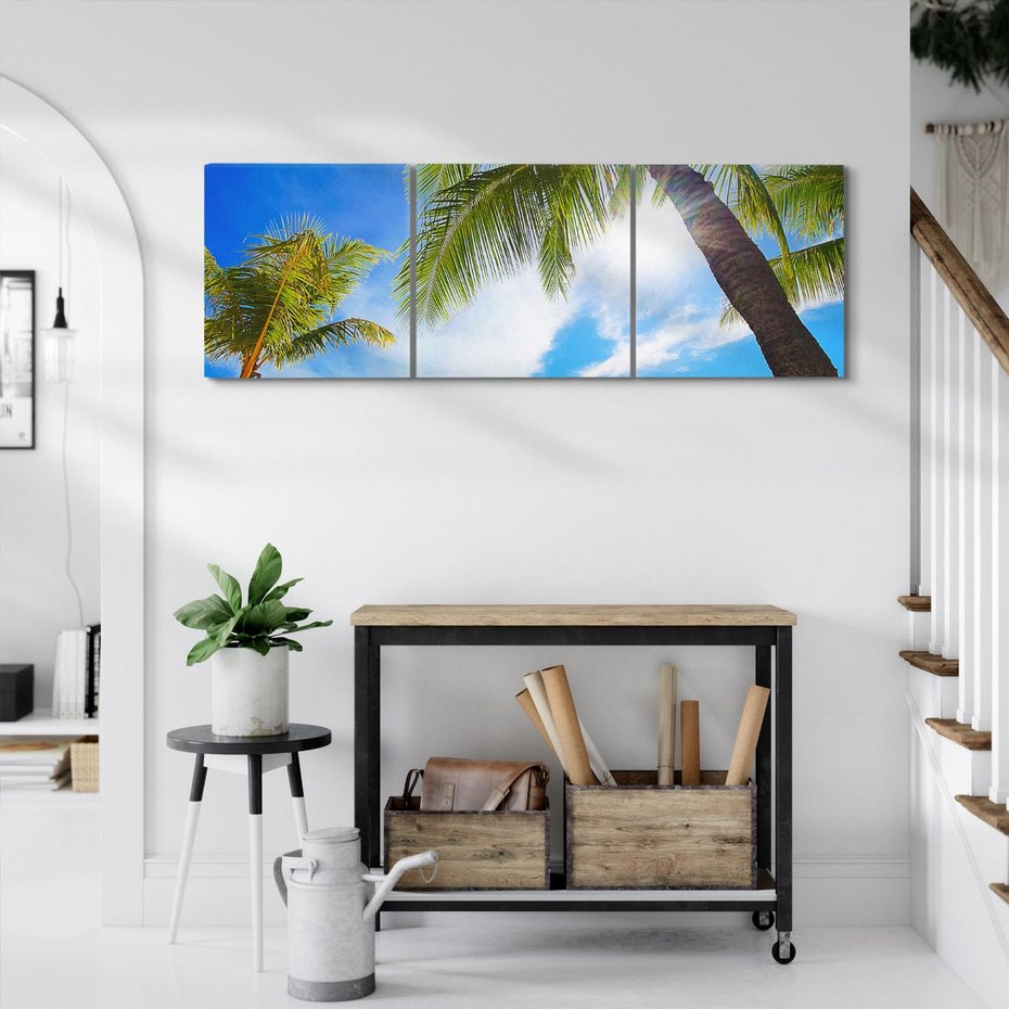 Obraz na płótnie 150x50 - Tropikalne palmy nad oceanem - palmy, ocean