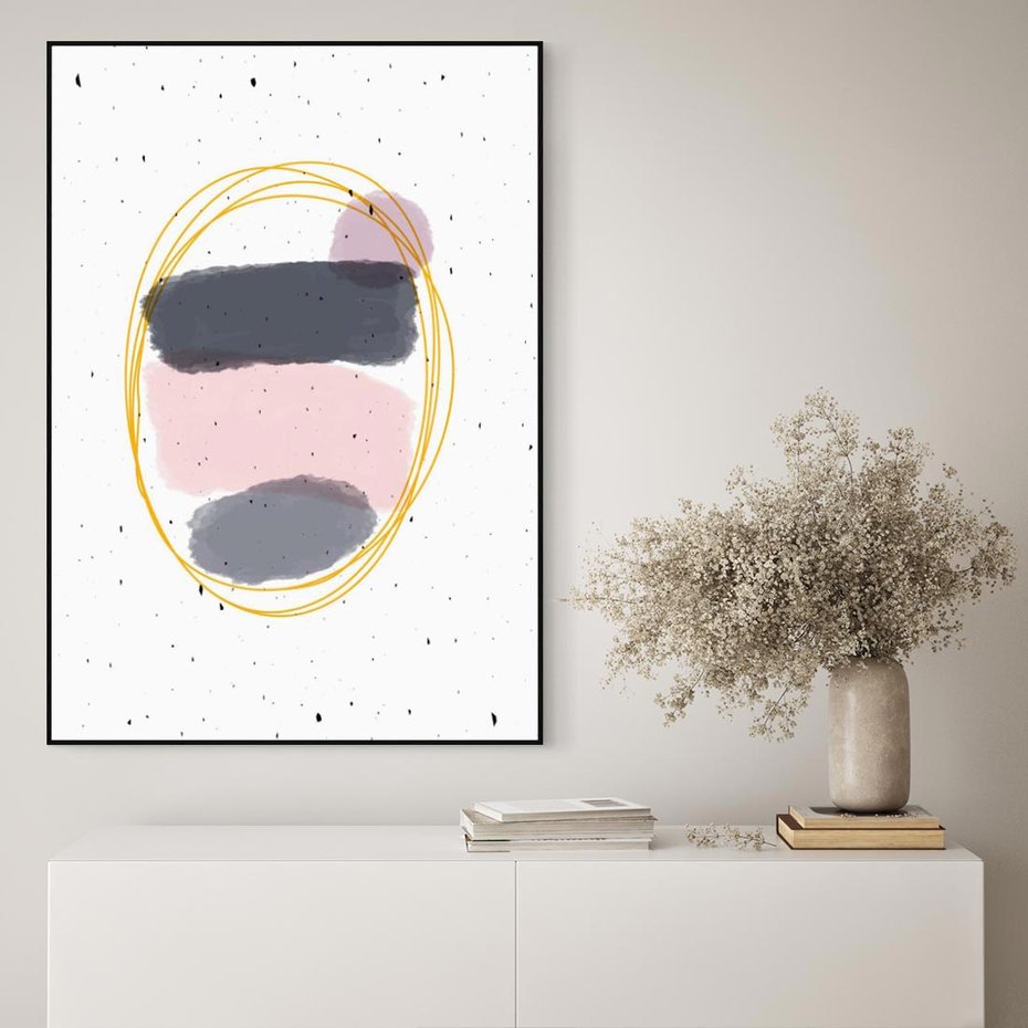 Obraz w ramie 50x70 - Migocące Odbicia - abstrakcyjna kompozycja, jak ręcznie malowana - rama czarna