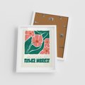 Plakat w ramie 40x50 - Retro Inspiracja - minimalistyczna kwiatowa kompozycja, pastelowe kolory - rama biała