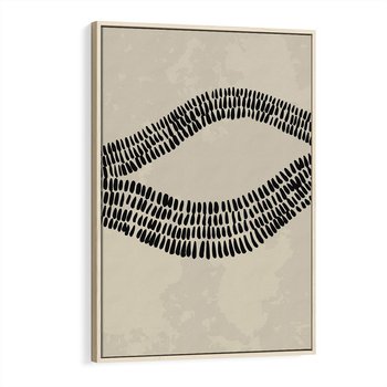 Obraz w ramie 50x70 - Kontury Ewolucji Materii - boho plakat, czarne kropki kreski - rama drewno