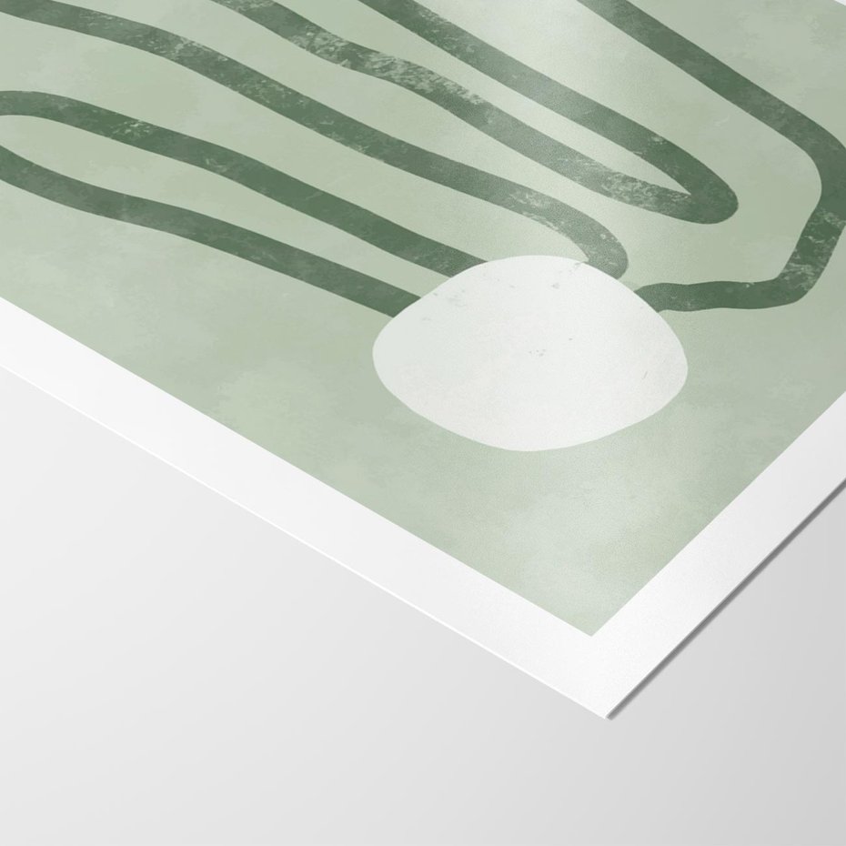 Plakat bez ramy 21x30 - Spokojne Kształty Natury - zielona abstrakcja, zgaszona zieleń