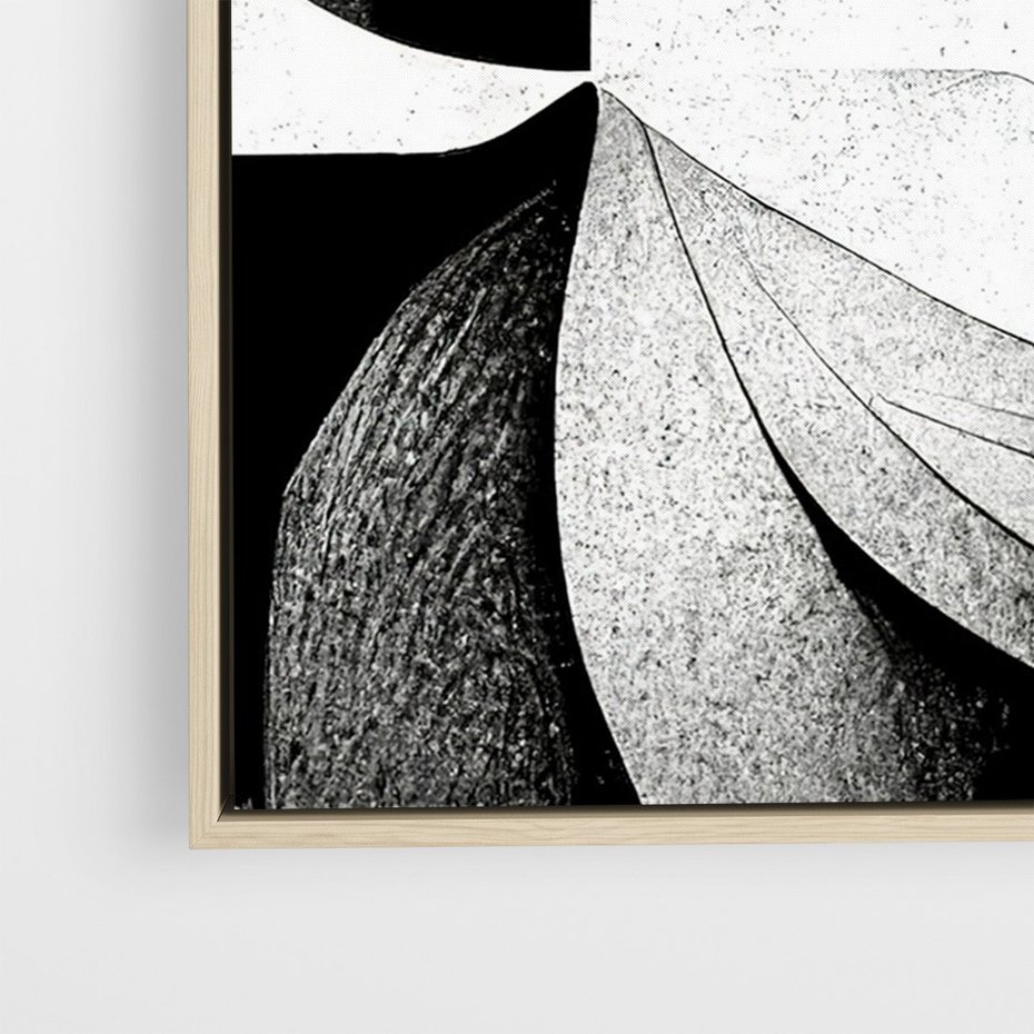 Obraz w ramie 70x100 - Harmonia świateł i cieni - abstrakcja czarno biała, geometria - rama drewno