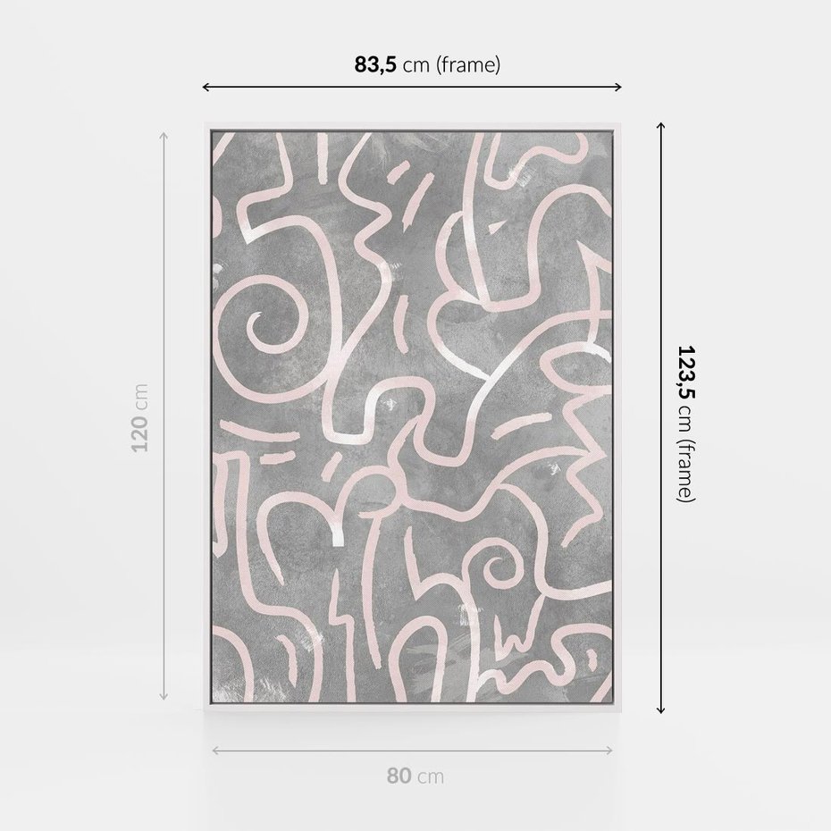 Obraz w ramie 80x120 - Sploty odblasków i zawirowań - abstrakcyjne rysunki, wzorek - rama biała