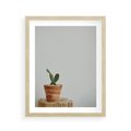 Plakat w ramie 40x50 - Kaktus w Doniczce - minimalizm, kaktur w doniczce - rama drewno