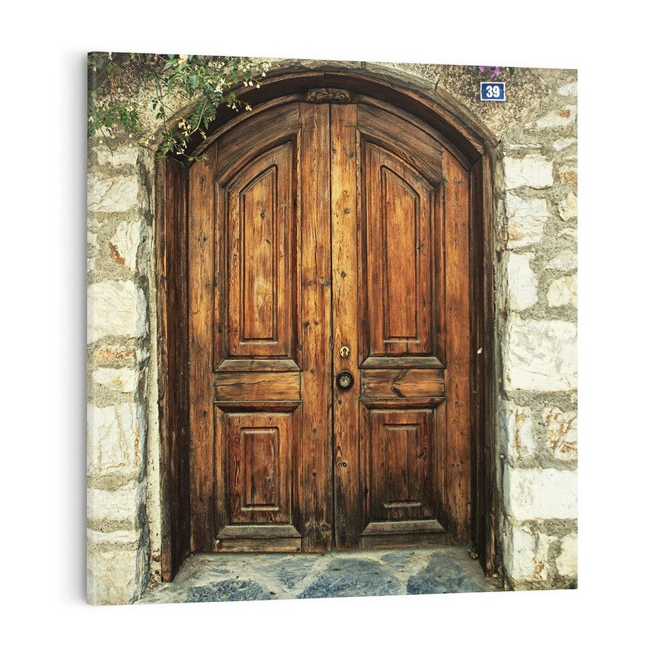 Obraz na płótnie 70x70 - Tajemnicze stare drzwi - stare, drzwi