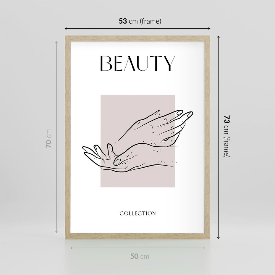 Plakat w ramie 50x70 - Wibracje Nieprzewidywalnych Form - bogo plakat, dłonie - rama drewno