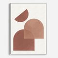 Obraz w ramie 70x100 - Harmonijne Widoki - abstrakcyjne geometryczne kształty, odcienie brązu i beżu - rama biała