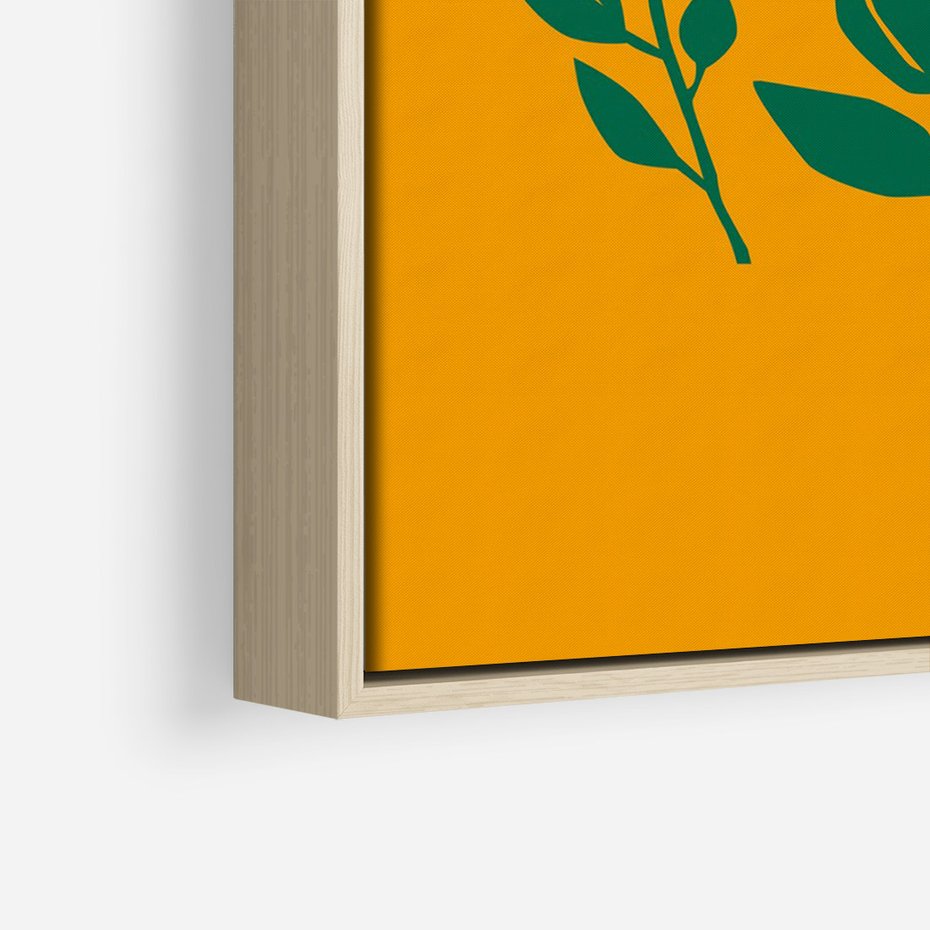 Obraz w ramie 50x70 - Kolorowe Impresje - abstrakcyjna kwiatowa kompozycja, żółte mocne tło - rama drewno