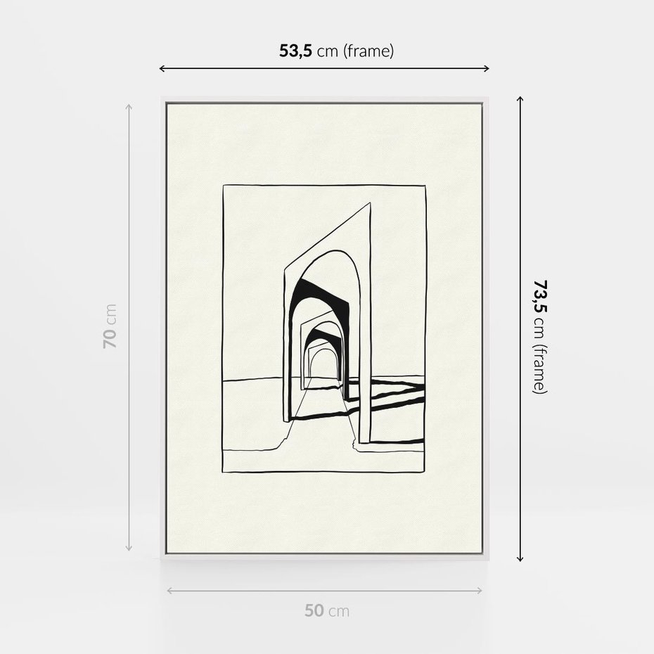 Obraz w ramie 50x70 - Poezja światła i cienia - nowoczesna sztuka, minimalistyczny styl - rama biała