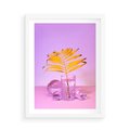 Plakat w ramie 50x70 - Minimalizm i Urok Natury - liście, pastele - rama biała