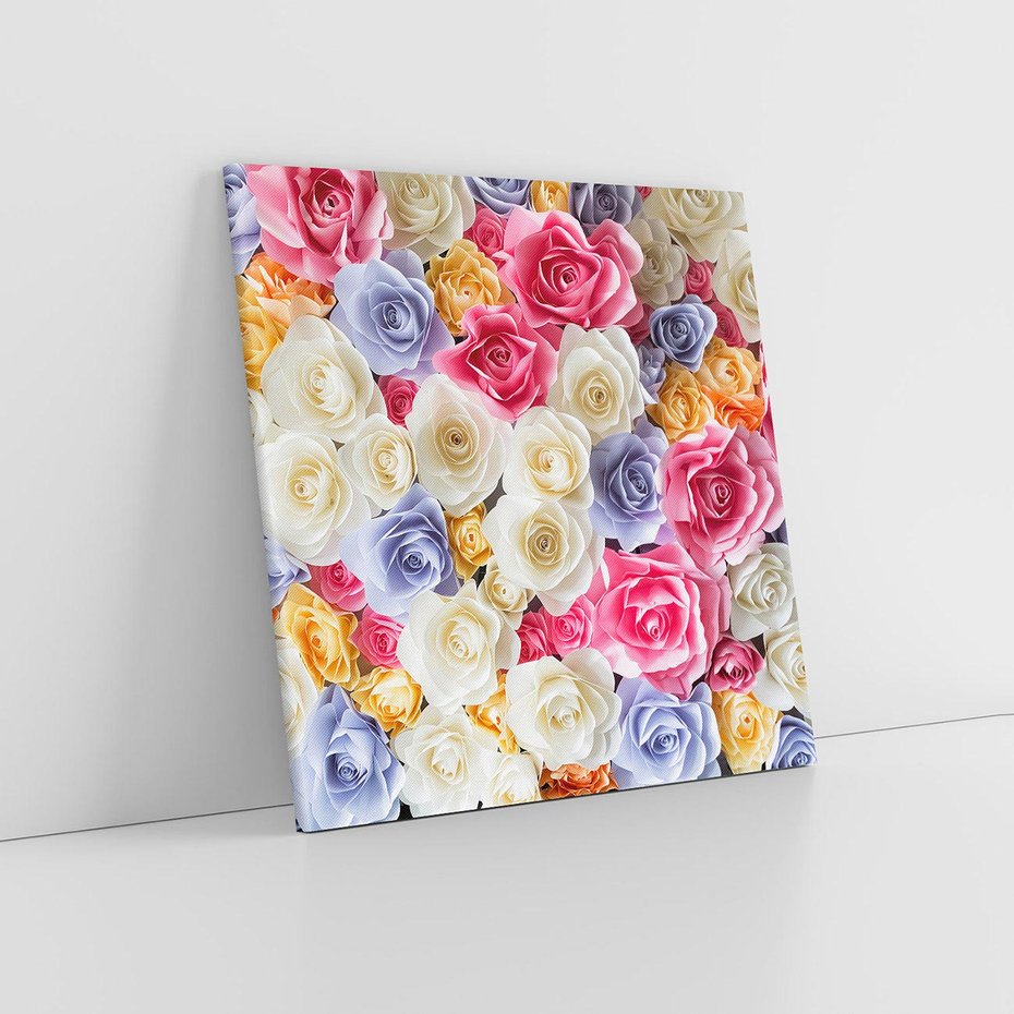 Obraz na płótnie 80x80 - Elegancja w kwiatach - kwiaty, róże