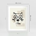 Plakat w ramie 40x50 - Minimalistyczny Kot: Czarna Kreska - kot, grafika - rama biała