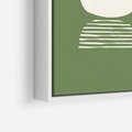 Obraz w ramie 70x100 - Migotliwe Formy - geometryczne boho kształty na brązowym, oliwkowym tle - rama biała