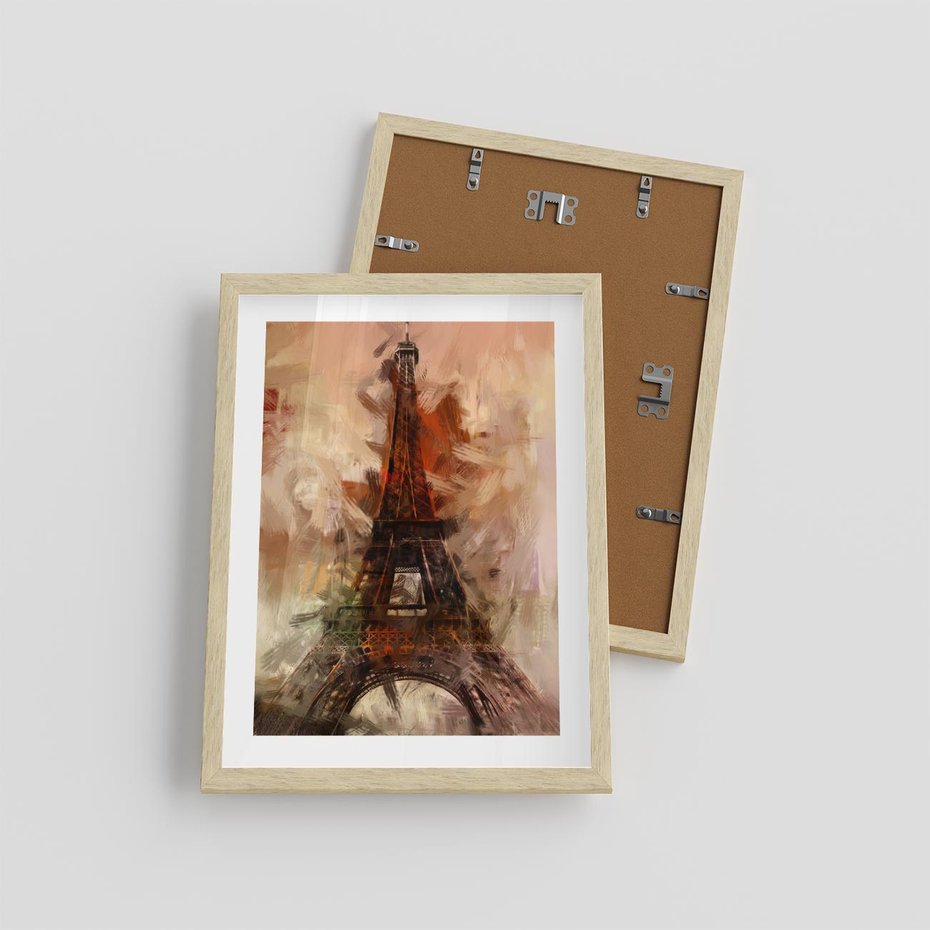 Plakat w ramie 30x40 - Abstrakcyjna Eiffla - miasto w nowej formie - Eiffla, abstrakcja - rama drewno