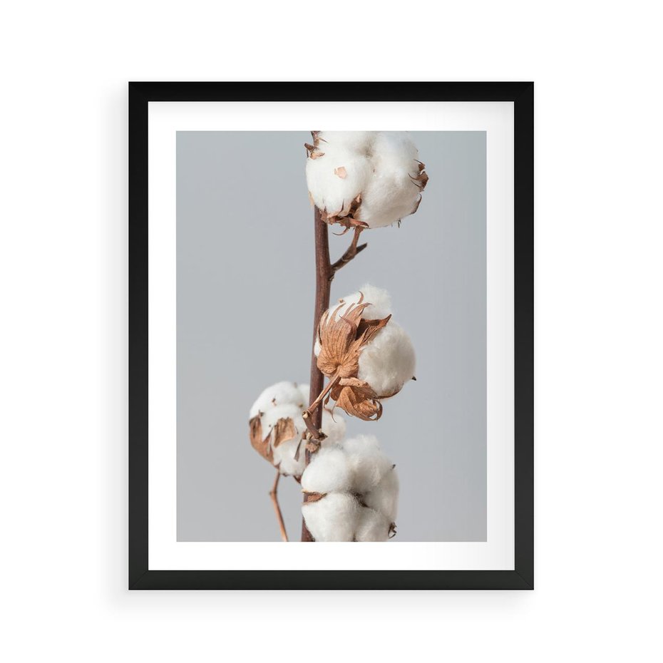 Plakat w ramie 40x50 - Bawełniana boho miękkość - bawełna, boho - rama czarna