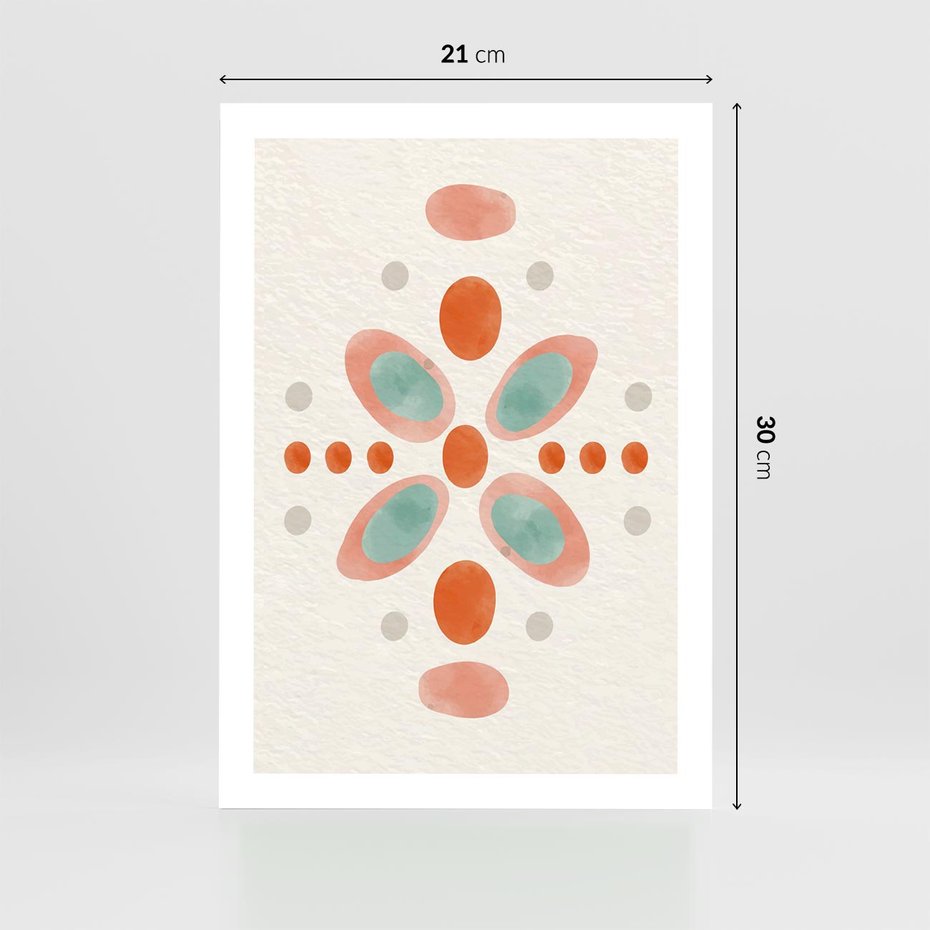 Plakat bez ramy 21x30 - Symfonia Natury - abstrakcyjne plamy w odcieniach pomarańczowym, kropki plamki